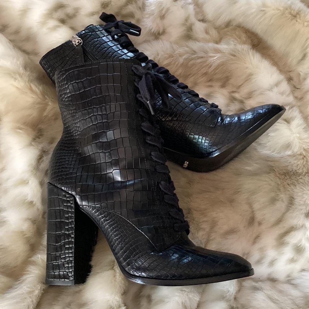 Schutz Leysi Black Croc boots - 9.5